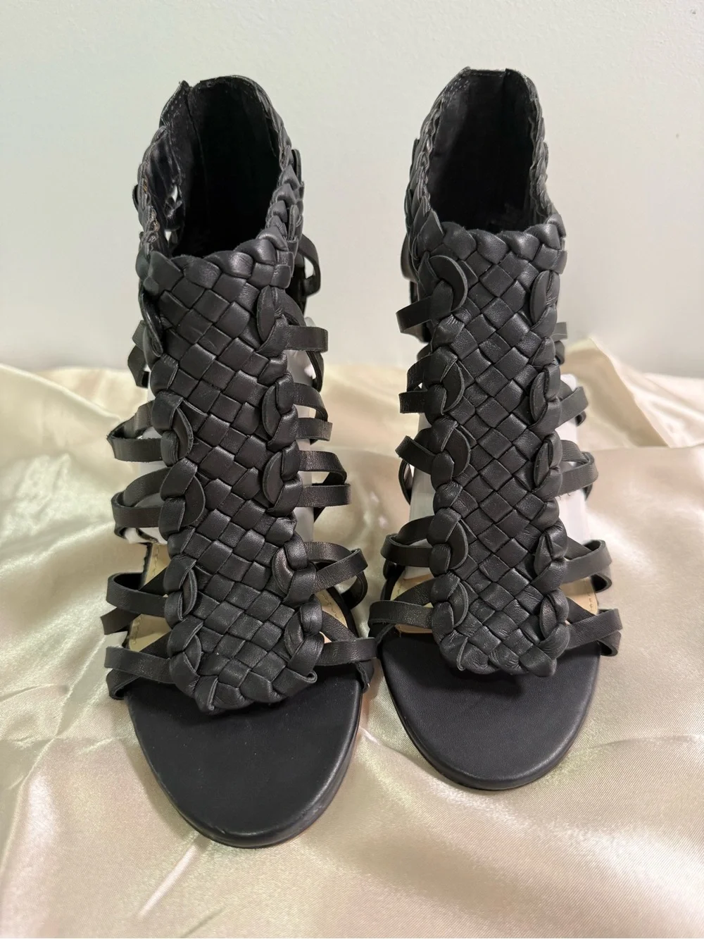 Vince Camuto Alaizah Braided Caged Women Heel Sandal Black Size 7.5 M